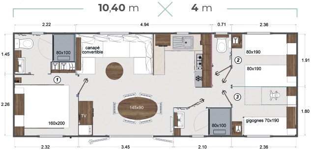 Cottage Prestige 40m² – 3ch – 2 Sdb (draps et serviettes inclus) 4/6 Pers.